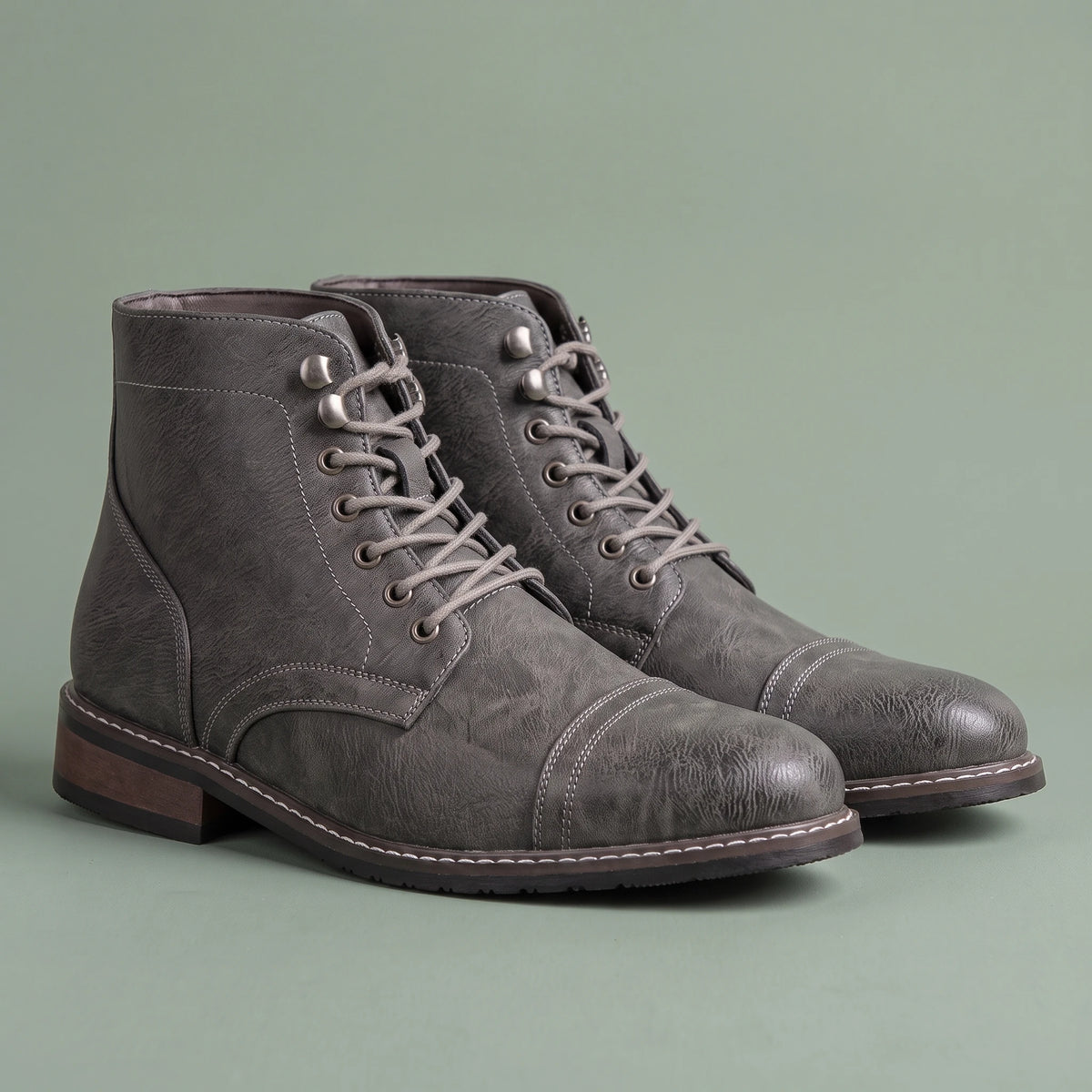 Brennan Cap-Toe Boot grey, pair shown from above at a three-quarter angle