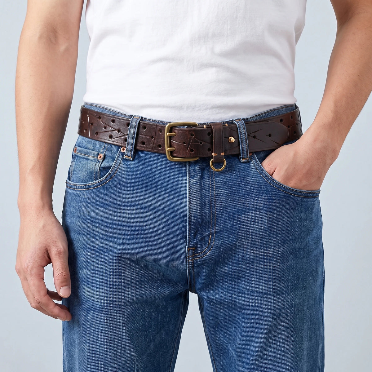 Corvane Perforated Belt Brown