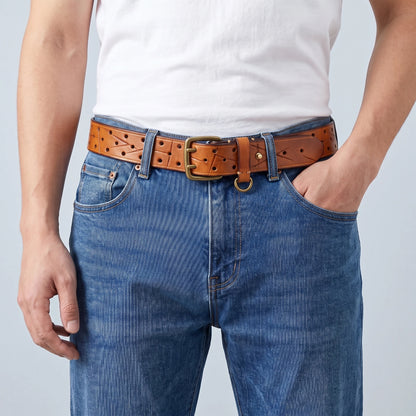 Corvane Perforated Belt Tan
