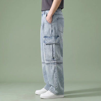 Dalton Baggy Cargo Jean light blue, side view on model showing cargo pocket