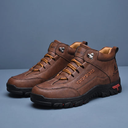 Tarrow Trail Shoe brown pair, front three-quarter view from above