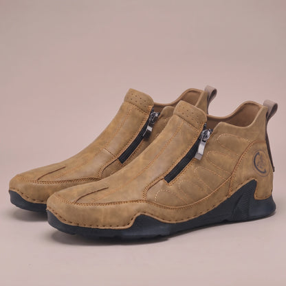 Thorne Stitched Boot tan, pair shown from above at a three-quarter angle