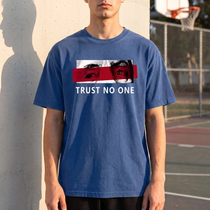 Verrado Graphic Tee in blue, front view worn