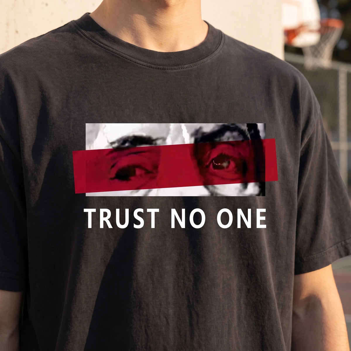 Close up of the printed chest banner graphic on the Verrado Graphic Tee
